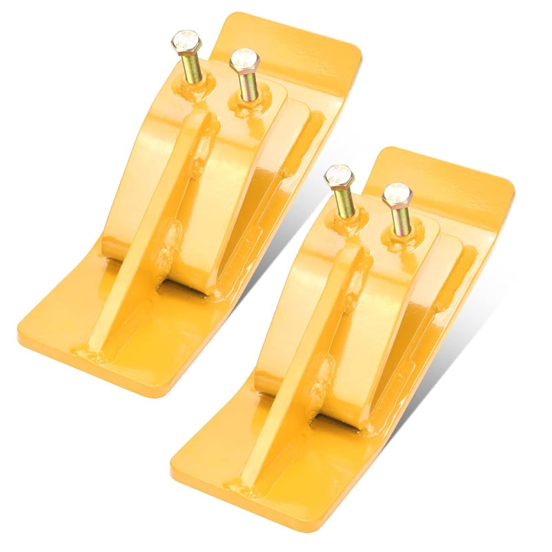 Superunner Tractor Bucket Protector(Upgraded Version), 2 Pcs Ski Edge Protector, Turf Tamer Skid Protector with Grade8.8 Double Lock Nuts and Bolts, Heavy Duty Steel for Snow Removal Spreading Gravel,Yellow - Image 1